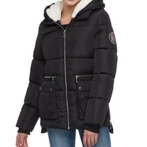 MADDEN NYC - Hooded Puffer Coat, Black, L/G